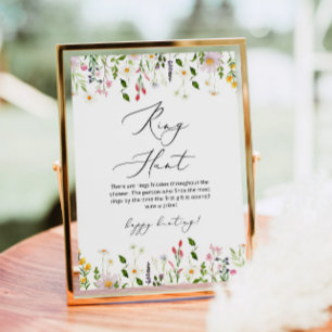 Wildflowers floral ring hunt bridal shower game poster