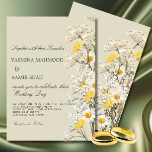 Wildflowers Floral Sage Modern Wedding Invitation