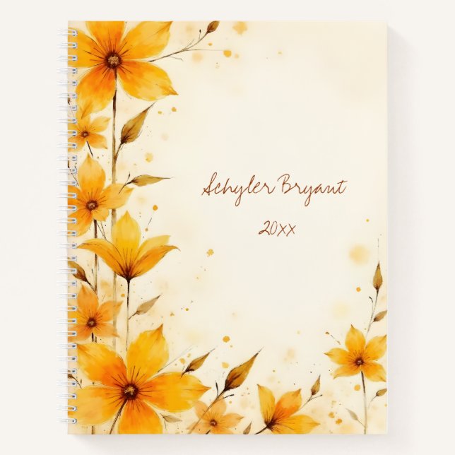Wildflowers Floral Spiral-bound Journal Yellow (Front)