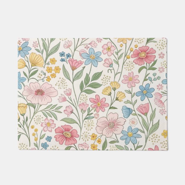 Wildflowers Floral Summer Pattern Doormat (Front)