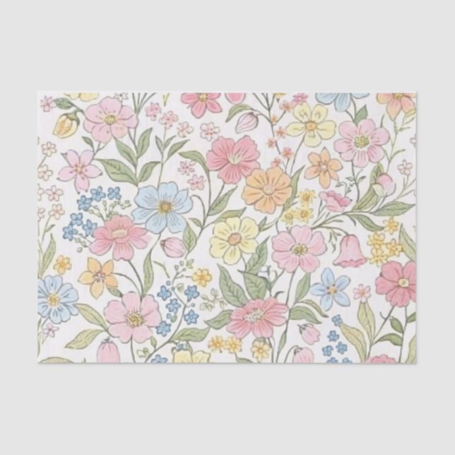 Wildflowers Floral Summer Pattern Tissue Paper (Front)