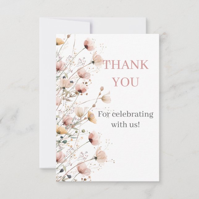 wildflowers floral thank you card (Front)