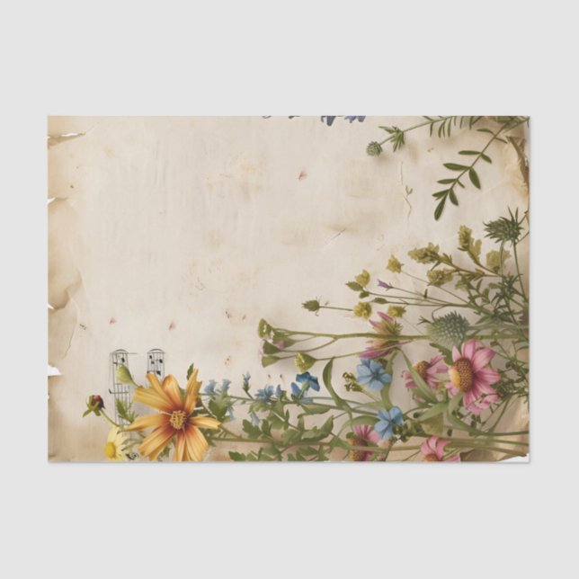 Wildflowers floral vintage music sheet ephemera (Front)