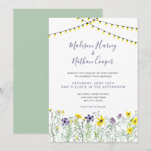 Wildflowers floral wedding celebration invitations