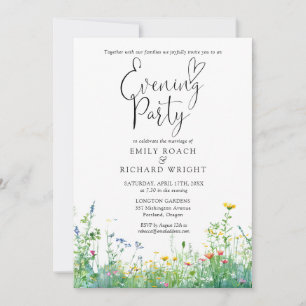 Wildflowers Floral Wedding Evening Party Invitation