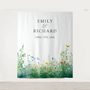 Wildflowers Floral Wedding Photo Backdrop Tapestry