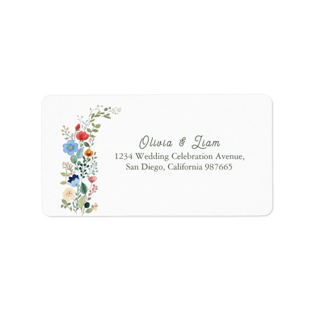 Wildflowers Floral Wedding  Return Address Label (Front)