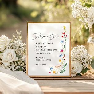 Wildflowers Flower Bar Bridal Shower Small Poster