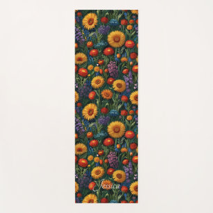 Wildflowers Flower Market Van Gogh Red Orange Blue Yoga Mat