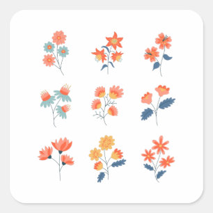 Wildflowers Flowers Botanical Square Sticker