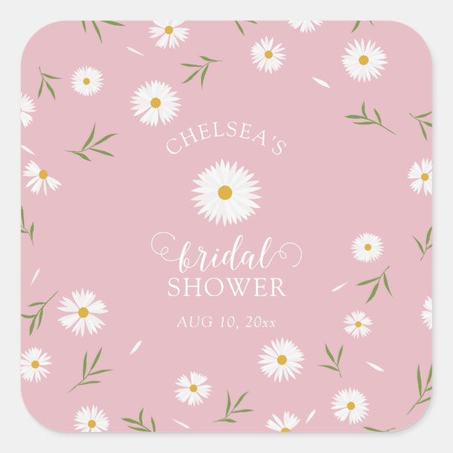 Wildflowers Foliage Greenery Garden Bridal Shower Square Sticker (Front)