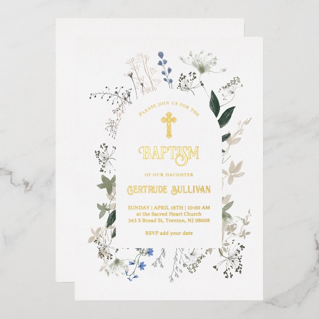 wildflowers frame Baptism (Front/Back)