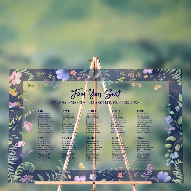 Wildflowers Frame Flowers Wedding Seating Chart (Neutral)
