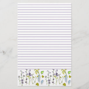 Wildflowers Frog Feathers Nature Lined Stationery