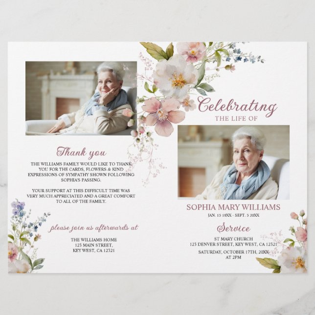 Wildflowers Funeral Program | Order of Service (Front)
