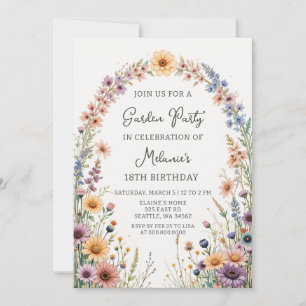 Wildflowers Garden Birthday Party Invitation