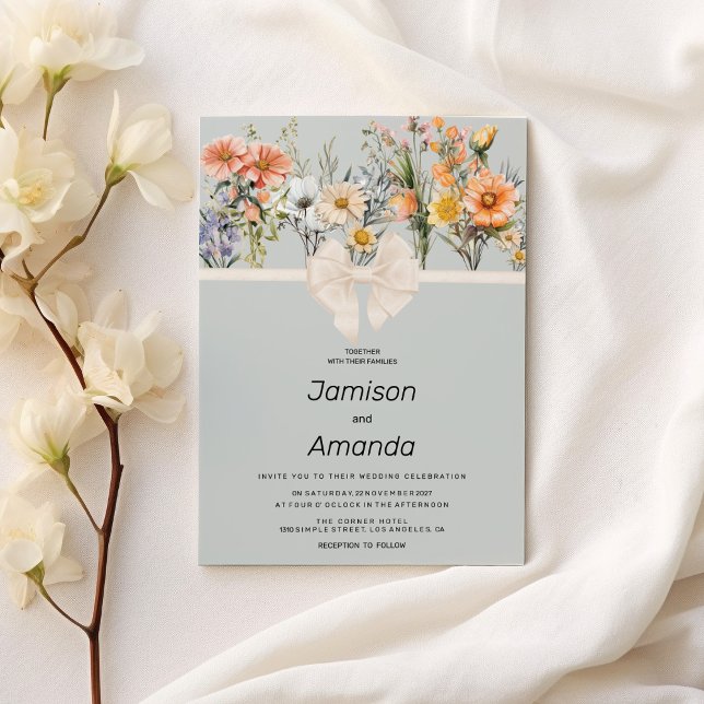 Wildflowers garden botanical floral Wedding Invitation (Wildflowers garden botanical floral Wedding )
