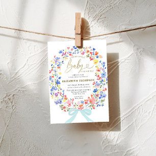 Wildflowers Garden Bow Sweet Little Baby Shower Invitation