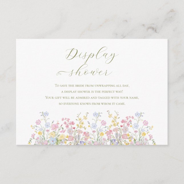 Wildflowers Garden Bridal Display Shower Enclosure Card (Front)