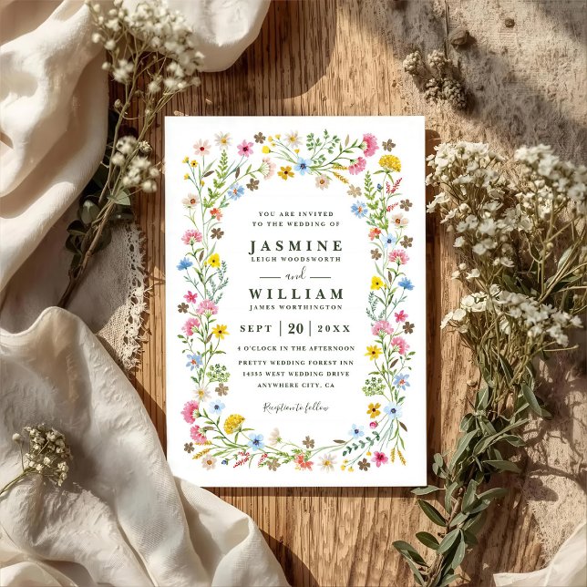 Wildflowers Garden Elegant Rustic QR Code Wedding Invitation (Creator Uploaded)