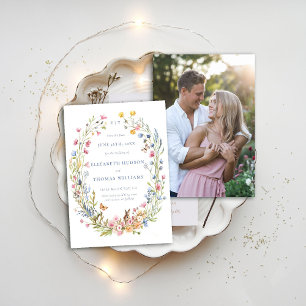 Wildflowers Garden Modern Photo Wedding Save Date Invitation
