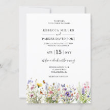 Wildflowers garden modern Wedding invitation