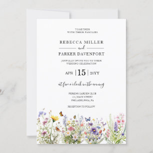 Wildflowers garden modern Wedding invitation