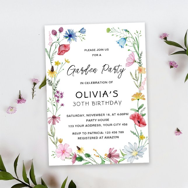 Wildflowers Garden Party Birthday Invitation (Creator Uploaded)