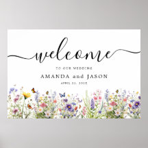 Wildflowers garden Wedding Welcome Sign