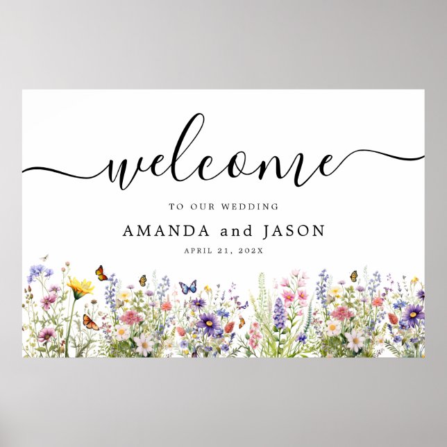 Wildflowers garden  Wedding  Welcome Sign (Front)