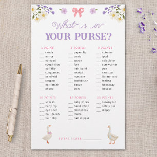 Wildflowers Geese Purse Baby Shower Game