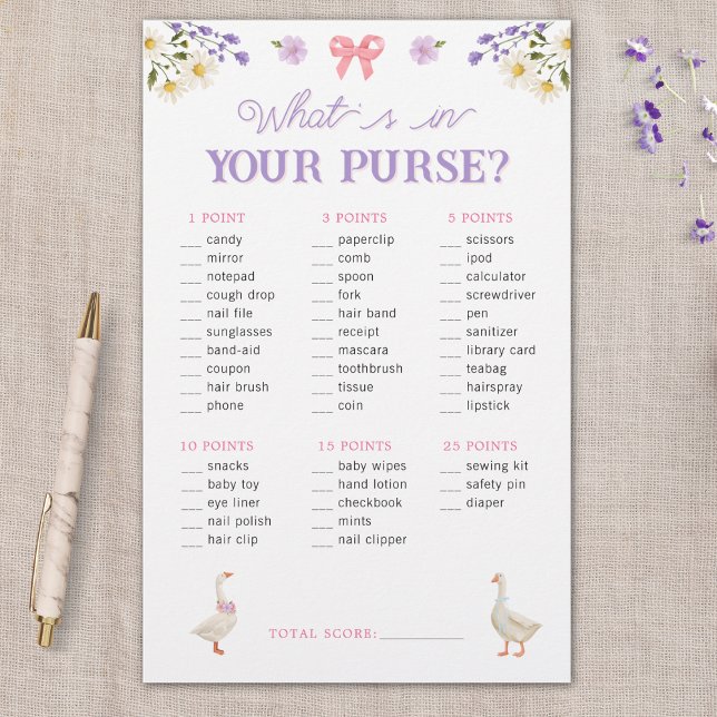 Wildflowers Geese Purse Baby Shower Game (Creator Uploaded)