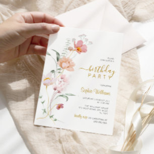 Wildflowers Gentle Birthday Party Invitation