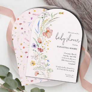 Wildflowers Girl Baby Shower Arch Top Invitation