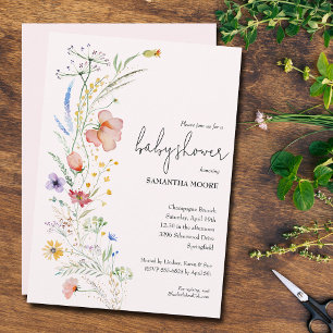 Wildflowers Girl Baby Shower Invitations