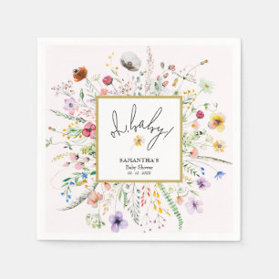 Wildflowers Girl Baby Shower Pink Napkin