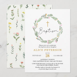 Wildflowers Girl Baptism Celebration Invitation