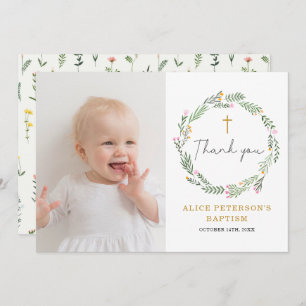 Wildflowers Girl Baptism Thank You Cards