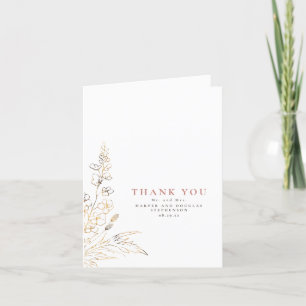Wildflowers Gold Elegant Wedding Thank You Photo