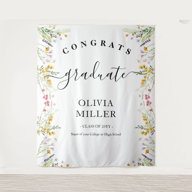 Wildflowers Graduation Backdrop decor Tapestry (Front)