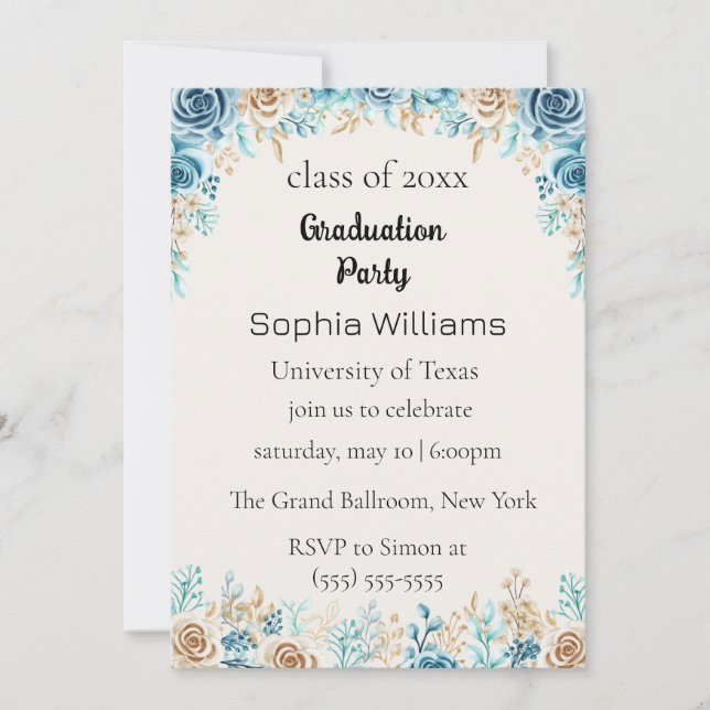 Wildflowers  Graduation Party Invitation (Front)