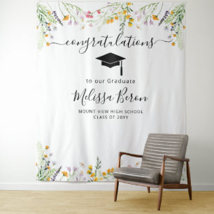 Wildflowers Graduation Photo Backdrop Photo booth Tapestry
