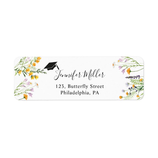 Wildflowers Graduation Return Address Label (Front)