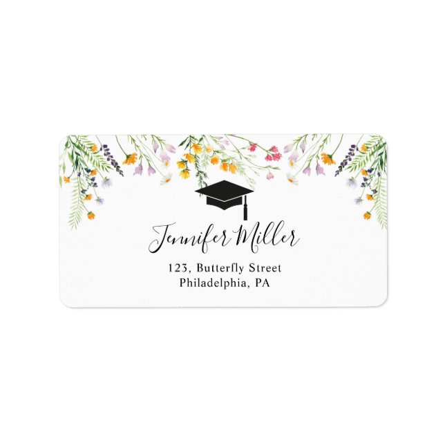 Wildflowers Graduation Return Address Label (Front)