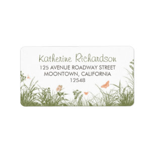 wildflowers grass white address labels