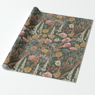 Wildflowers Grasses Botanical Vintage Cottagecore Wrapping Paper