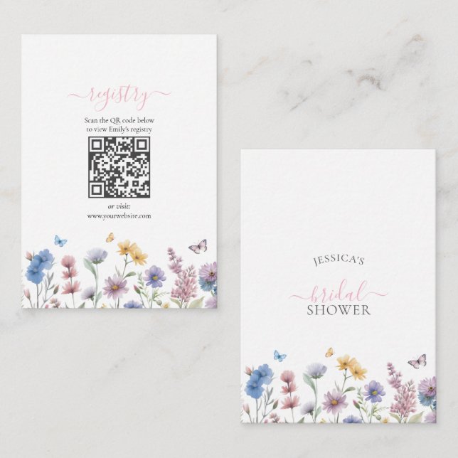 Wildflowers Greenery Bridal Shower Registry Enclosure Card (Front/Back)