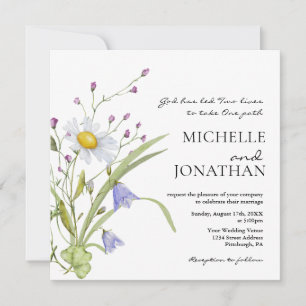 Wildflowers Greenery Floral Christian Wedding  Invitation