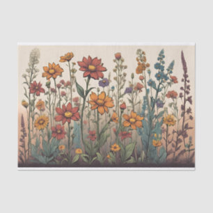 Wildflowers Growing in the Field Illustration Tissue Paper