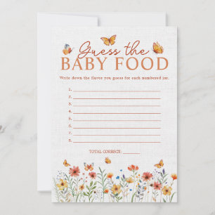 Wildflowers Guess Baby Food Baby Shower Game Card